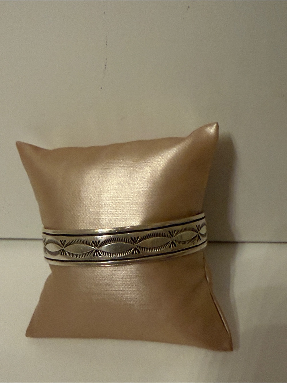 NAVAJO CUFF BRACELET STAMPED STERLING SILVER NATIVE ARTIST SIGNED A BLACKGOAT